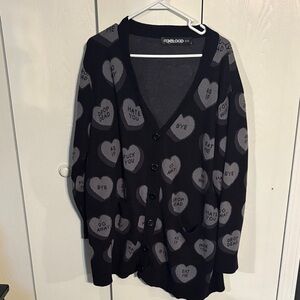 Foxblood Black and Gray Heart Pattern Sweater